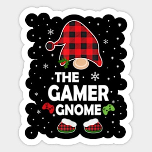 Gamer Gnome Buffalo Plaid Matching Family Christmas Pajama Sticker